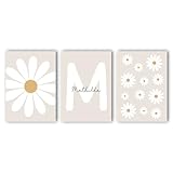 3er Set Poster Gänseblümchen | Gänseblumen | Name personalisiert | Kinderzimmer | Mädchen | Jungen