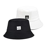 SEFIRST 2 Stück Fischerhüte Bucket Hat, Sonnenhut Baumwolle Bucket Hut Fischerhut Anglerhut für Damen Herren, UV-Schutz Faltbar Sommermütze Freizeithut Herbst Wandern Camping Reisen (Schwarz, Weiß)