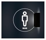 EYRMQWJPC Toilette Sign， Beleuchtetes Badezimmer-Türschild, Moderne Toilettenleuchten aus Acryl for Männer und Frauen, Montage rechts(White(Man))