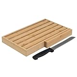 Space Home - Brotbrett mit Messer - Brett mit Herausnehmbarem Gitter für Krümel - Brotbrett mit Krümelsammler - Holzbrett - Brot Schneide Brett - Brotschneidebrett - Brotschneidebrett mit Messer