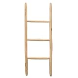 Marrakesch Boho Deko Dekoleiter aus Holz 92cm Handtuchleiter Manon Natur als Handtuchständer freistehend im Bad
