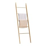 Navaris Handtuchleiter Holz Leiter aus Bambus - Bambusleiter für Handtücher Kleidung Accessoires - robuste Holzleiter für Bad Garderobe Schlafzimmer - 5 Sprossen