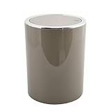 MSV Bad Serie Aspen Design Kosmetikeimer Bad Treteimer Schwingdeckeleimer Abfallbehälter mit Schwingdeckel 6 Liter (ØxH): ca. 18,5 x 26 cm Taupe Grau/Braun