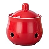 FytStycale Knoblauchtopf Aufbewahrungsdose Lagertopf Keramikgefäß Zur Stilvollen Aufbewahrung von Knoblauch Und Ingwer für Die Küchendekoration Im Landhausstil A, Rot