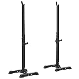 HOMCOM Hantelständer, 2er-Set, Langhantelablage, Höhenverstellbare Hantelablage, Langhantel mit Gummi-Fußkappen, 105-160 cm, Krafttraining, bis 150 kg, Stahl