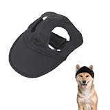JAONLD Hunde Sonnenhut,Hunde Cap Verstellbar Sonnenschutz Hut Hundecap mit Ohrlöchern,Sommer Schattierungshut Hundehüte für Einen Kopfumfang von 29–35 cm（Schwarz,S