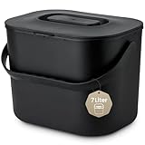 Black Sweden Home Biomülleimer Küche - 7L - Design Komposteimer mit Sieb - Bio-Mülleimer Geruchsdicht - Bio Abfalleimer- Komposter Küche Eimer mit Deckel - Bioabfallbehälter für Küche - Schwarz