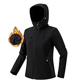 Maisley Damen Softshelljacke wasserdichte Atmungsaktive Warme Winterjacke Fleece Übergangsjacke Winddichte Funktionsjacke mit Kapuze Übergangsjacke Windbreaker