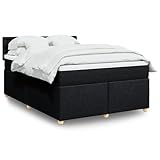 vidaXL Boxspringbett, Doppelbett mit LED Matratze Matratzenauflage, Bettgestell mit Lattenrost Kopfteil, Polsterbett Bett für Schlafzimmer, Schwarz 140x200cm Stoff