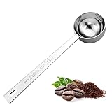 Kzouenzu Edelstahl Kaffeelöffel, 15ml Kaffeedosierlöffel, Kaffeelot, Kaffeelöffel mit Langem Griff, für Tee Kaffeesatz, Bohnen, Gewürze(Silber)