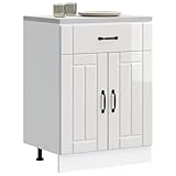 LLEZKBR Schränke & Aufbewahrung, Küchenschränke, Küchenunterschrank, Lucca, Hochglanz-Weiß, Holzwerkstoff