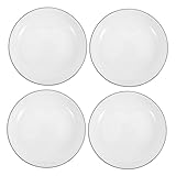 Holibanna 4 Stück Geschirr Aus Keramik Nachtisch Rand Klein Lippen Rechteckig Porzellan Oval Platte China Abendessen Runden Runder Speiseteller Nudelteller Vintage Speiseteller Weiß