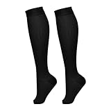 Medizinische Socken mit offenem Zehenbereich – Anti-Ermüdung, zehenlose Stützstrümpfe, verstellbare kniehohe Kompressionsstrümpfe, leicht zu öffnende Zehenpartie, für Reisen, Fliegen, Schwangerschaft