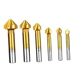 Operitacx 6 Stück Teiliges Chamfer Werkzeug Set Hochhärte Entgratwerkzeug Bohrer mit Sechskantschaft für Kunststoff Aluminium PVC