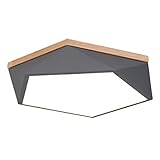 DOBQHWY Geometrische Deckenleuchte Eisen Mit Holz Unterputz-Panelleuchten Eingebettete Postmoderne Flachoberflächenlampe Acrylschirm Kaltweißes Licht Unterputzbeleuchtung Kinderzimmer,Veranda,Keller