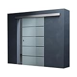 Mai & Mai Glasschiebetür komplettset Amalfi in 5-Milchglas Streifen, Griffart: Muschelgriff, BxH: 90x205cm, 15 mm Wandabstand, 8mm ESG-Sicherheitsglas