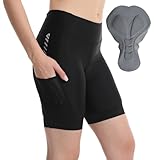 Lo.gas Radlerhose Damen kurz Damen radsportshorts mit Hose atmungsaktive Fahrradhose Damen kurz gepolstert Schwarz M