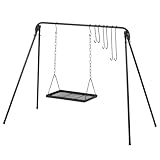 BBQ-Toro Grillschaukel | 10-teilig | Grillgestell mit 8 Haken, Feuerschaukel | Schwenkgrill, Kochständer, Feuerstelle | Höhenverstellbare Grillplatte, Schaukelgrill | Grill-Set, Hängeständer