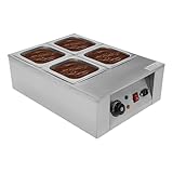 ACROSSPART Schokofondue mit 4-Topf, Elektrische Schokolade Schmelzgerät, Edelstahl Wasserbad Schmelzgerät, Temperatur Einstellbar Chocolate Fondue-Set