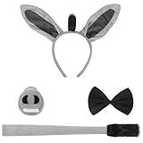 FXICH Esel Ohren Stirnband, Tierkostüm-Set mit Ohren und Schwanz, Verkleidung für Cosplay, Geburtstagsfeiern, Karneval, Weihnachtsfeiern | Hochwertige Partyausstattung | Für die meisten Menschen