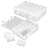 CHUENKUK 26 Stück Aufbewahrungsboxen Klein, 24 Kleine und 2 Große Perlen Aufbewahrungsboxen, Transparente Plastik Klar Box mit Klappdeckel für Schmuck, Kleinteile, Kleine Gegenstände