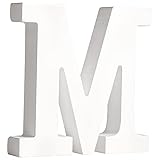 WOOOOZY MDF Holz Buchstabe 11cm, M, weiß, 3D-Buchstabe, bemalbar und gestaltbar, für Wand- und Raumdeko