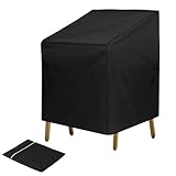 QUIIEOSKIA 2 Stück Gartenstuhl Stuhlüberzug, Schutzhülle Gartenmöbel Winterfest, 210D Oxford Abdeckhaube Winddicht, UV-Beständig für Indoor Outdoor Patio Stapelstühle (Black/64 * 64 * 70/120cm)