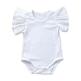 Neugeborenen Baby Jungen Mädchen Solide Rüschen Strampler Body Kleidung Outfits (White, 6-12 Months)
