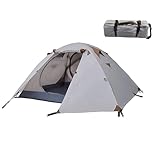 Camping Zelt 2 Personen, Doppellagig Kuppelzelt, Wasserdicht 3500mm & Winddicht Stufe 7 3-4 Saison, Zelte für Trekking, Camping, Outdoor (2 Personen-Grey)