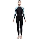 HEFAM Neoprenanzug Langarm Damen Herren Oder Rashguard Schwimmanzug - Ganzkörper Badeanzug Einteiler mit UPF50+ Sonnenschutz & Schnelltrocknend,Women2(withoutchestpads),L