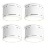 SSC-LUXon CELI-WX 4er Set flache LED Deckenspots Aufputz IP44 für Bad & Außen mit LED GX53 neutralweiß 3W - Strahler weiß 230V