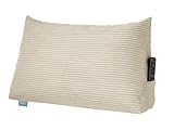 XDREAM Bettsitzkissen, Keilkissen für Bett und Sofa aus Kord in beige | Formstabiles Rückenkissen und Lendenkissen mit praktischem Seitenfach | waschbarer Bezug | Öko-Tex zertifiziert | 70 x 40 x 20cm