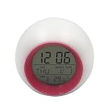 LIFKICH Runder Bunter Wecker Mit Kalender Und Nachtlicht LED Anzeige Multifunktionsuhr Für Batteriebetrieben Ideal Für Schlafzimmer Und Nachttisch Erhältlich