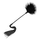 Ieron Schwarze Simulationsfeder, weiche Bürste, Silikon-Reitpeitsche, weiche Simulationsfeder, Kitzelgerät, Federreinigungs-Staubwedel, Paar, Rollenspiel-Requisiten (schwarz)