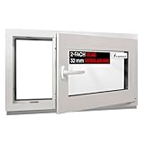 Framex Kellerfenster Fenster Kunststofffenster Weiß Breite x Höhe 100 x 40 cm (1000 x 400 mm) 2-fach (32 mm) Dreh Kipp DIN Rechts - Premium - Alle Größen
