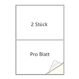 Alitade 50 Blatt Universal A4 Aufkleber Etiketten Selbstklebend Adressetiketten 2 Stück pro Blatt -(210x 148mm, 100 Etiketten), Geeignet für Tintenstrahl- und Laserdruckern