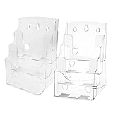 Parliky 2 Stück Teiliges Acryl Prospekthalter Klarer Mehrstufiger Broschürenständer mit Wandmontage Großer Magazin Flyerorganizer aus Robustem Acryl für Büro Empfang und Schreibtisch