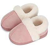 WQCMH Kinder Jungen Mädchen Winter Hausschuhe Kinder Memory Foam Hausschuhe Warmes Fleece Anti-Rutsch Home Schuhe(Rosa,12/13 UK Kind,M)