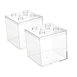 DOITOOL 2 Stück Boxen Aufbewahrungsbox aus Kunststoff Form Organisation transparente Würfelboxen Stapelbare Speicherboxen geteilt transparente Vitrine Actionfigurenkoffer Plastik