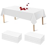12 Packungen Einweg Tischdecke 137 x 274 cm Weiß Tischdecken Papiertischdecke PEVA wasserfeste Gartentischdecke Rechteckige Tischabdeckung für Partys Geburtstagsfeier Hochzeit Weihnachten Babypartys
