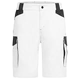 BWOLF Daytona Arbeitsshorts Stretch, Arbeitshosen Männer Kurze, Arbeitshose Herren mit vielen Taschen (DE/NL/SE/PL, Alphanumerisch, L, Regular, Regular, Weiss)