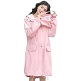 Generisch Regenponcho Regenmantel Poncho Atmungsaktive Damen Lange Regenmäntel Wasserdichte Beschichtung Regenbekleidung Cape Mit Tasche Outdoor Für Herren(Pink)