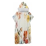 CDXNORA Retro-Blumen Badeponcho Damen & Herren,Poncho Handtuch,Mikrofaser-Surf Poncho, Badeponcho Handtuch, Aus Mikrofaser Auch Als Umkleidehilfe Strand (Bezaubernde Blume,75X110Cm)