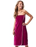 Morgenstern Saunakilt Damen Saunahandtuch mit Knopf und Tasche 100% Baumwolle Frottee Oeko-TEX® 90 x 145 cm Handtuch mit Gummizug Katja Fuchsia