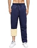 Nadeer Jogginghose Herren Thermo Gefütterte Hosen, Skihose Outdoorhose Wasserdicht Arbeitshosen, Männer Winddicht Winterhose Warm Softshellhose mit Kordelzug, Zwei Taschen