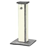 PawHut Kratzstamm, 81cm Kratzsäule, Sisal-Katzenkratzbaum mit Spielball, Kratzbaum für Katzen, Kratzmöbel für Katzen bis 5 kg, Indoor, Grau, Creme
