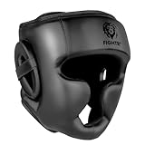 FIGHTR® Kopfschutz mit bestem Sitz für maximalen Schutz | Boxhelm für Sparring | Verstellbare Größe für Boxen, MMA, Muay Thai, Kickboxen & Kampfsport (All Black, S/M)