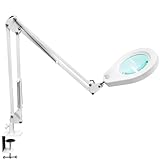 Beyamz LED-Lupenleuchte Lupenlampe mit Klemme – 10,5 cm 5-fache Lupe, dimmbare Lichter in 5 Farben, Drehknopfschalter, verbesserte Klemme für Bastelarbeiten, Kosmetikerinnen und Hobbys