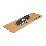 BoarderKING Indoorboard - Balance Board für Indoor-Surfen und Skaten, Gleichgewichtsboard für NeuroMuscular Response Training, inkl. Schutzmatte, 100 mm x 33 cm (∅ x L), schwarz