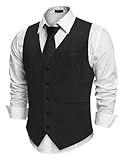 COOFANDY Weste Herren Trachtenweste Regular Fit Elegant Business Herrenweste Formale Klassische Männer Anzugweste Schwarz XL